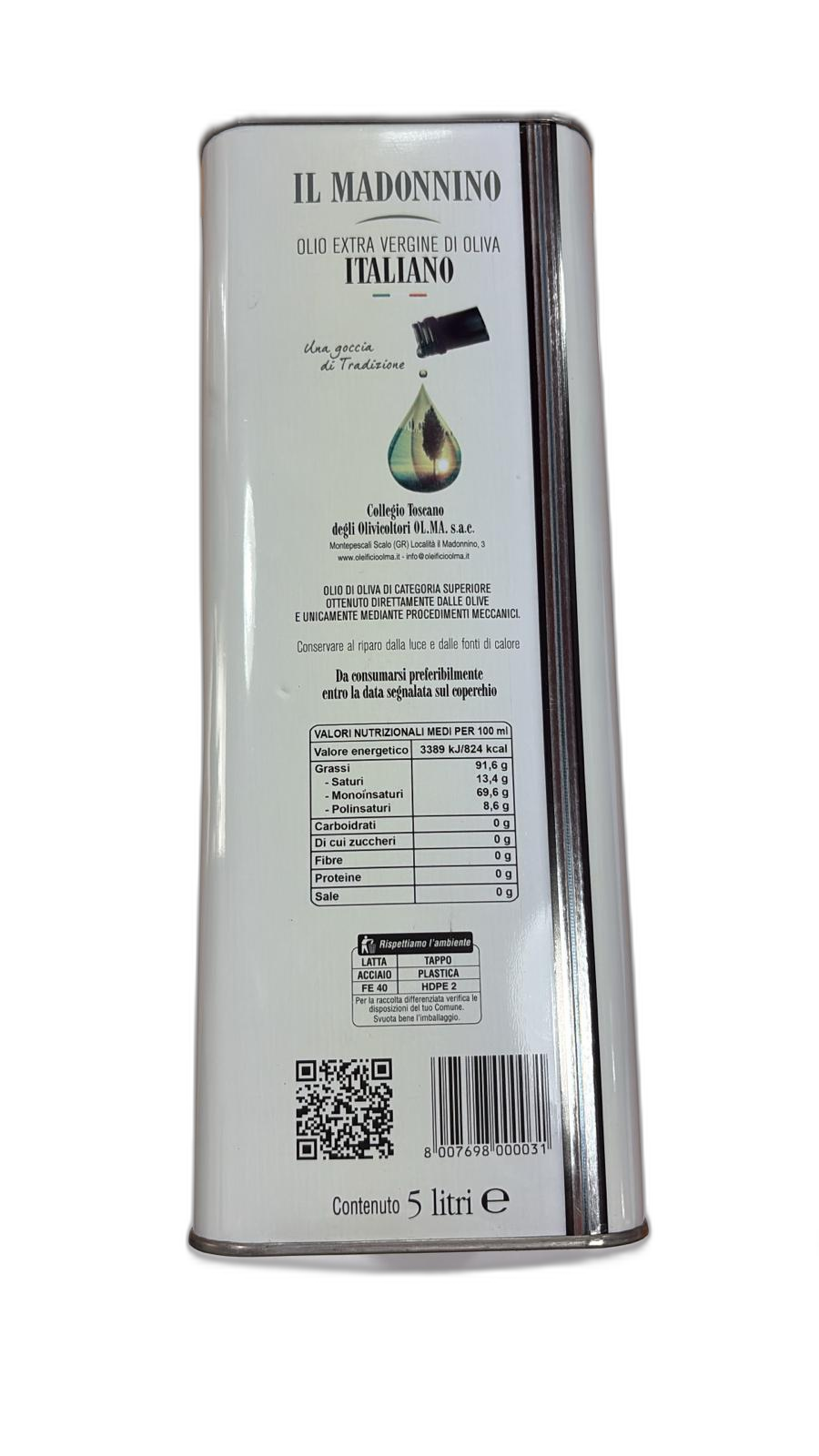 Lattina 5 Litri "Il Madonnino" - Olio Extravergine di Oliva (Conf. 2 Pz.)