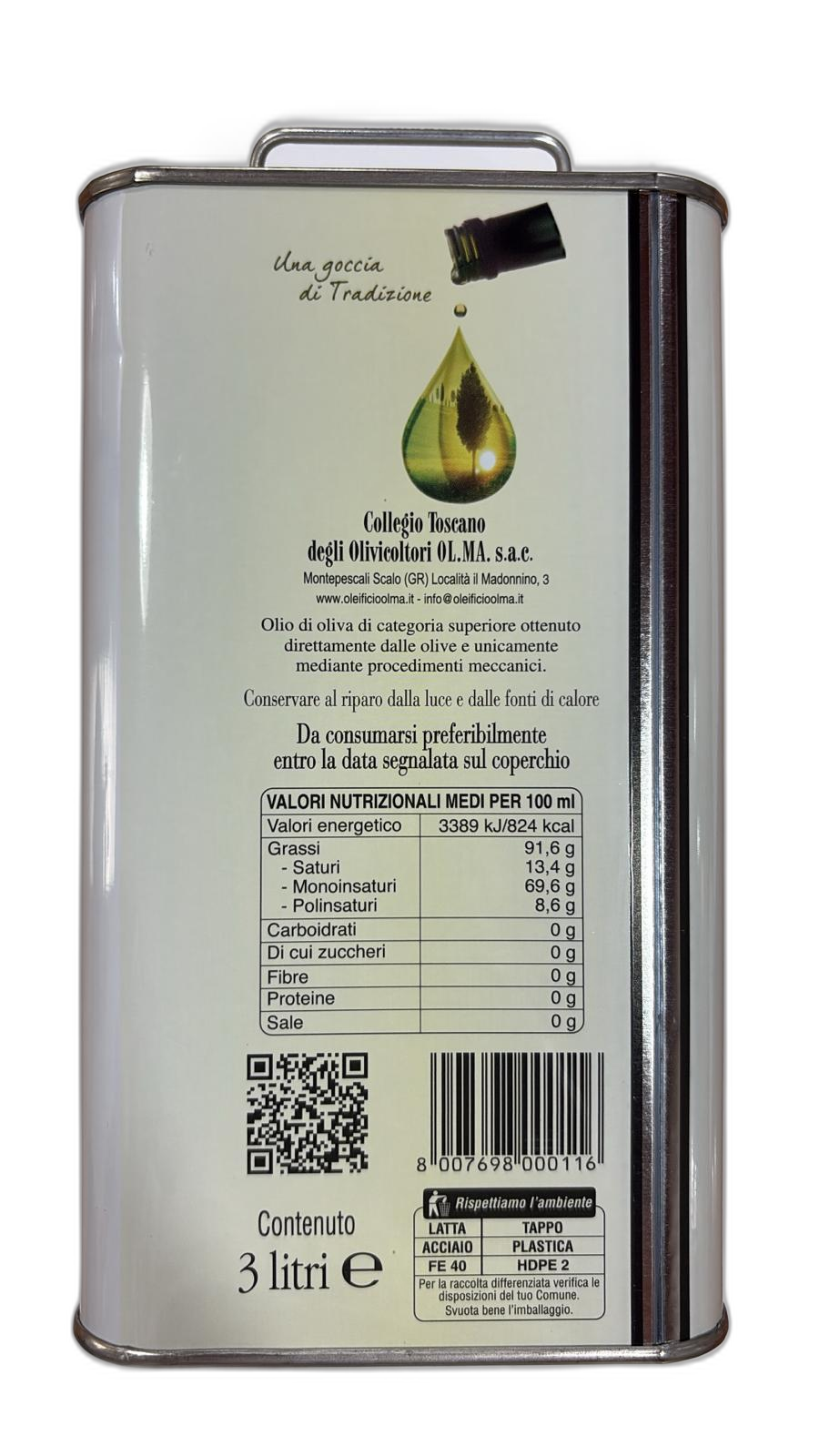 Lattina 3 Litri "Il Madonnino" - Olio Extravergine di Oliva (Conf. 2 Pz.)
