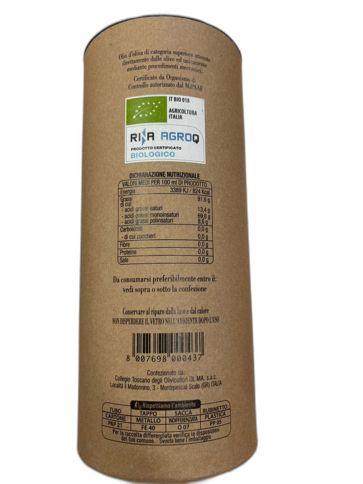 Bag in Box Tube 3 Litri "Novale" - Olio Toscano IGP Biologico